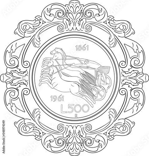 italy coin 500 lire 1961 vector design