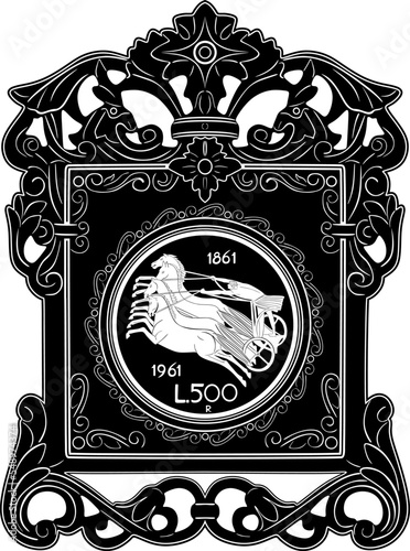 italy coin 500 lire 1961 vector design and frame