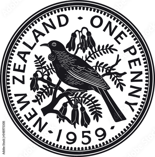 New zealand coin one penny vector design