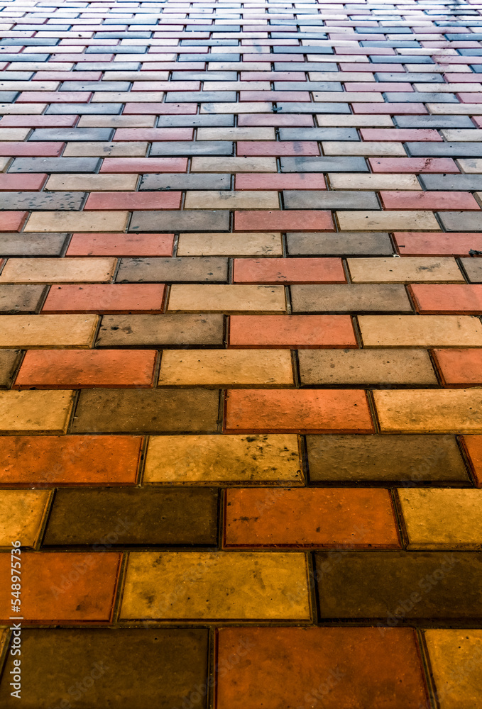 Part of the pavement made of colored paving stones. Part of the pavement made of colored paving stones.