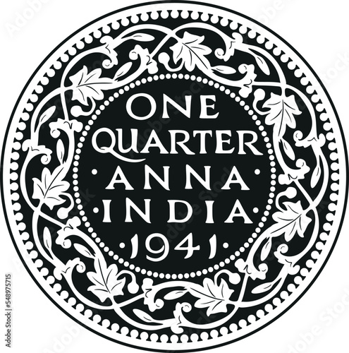 american dollar coin one quarter anna india vector design
