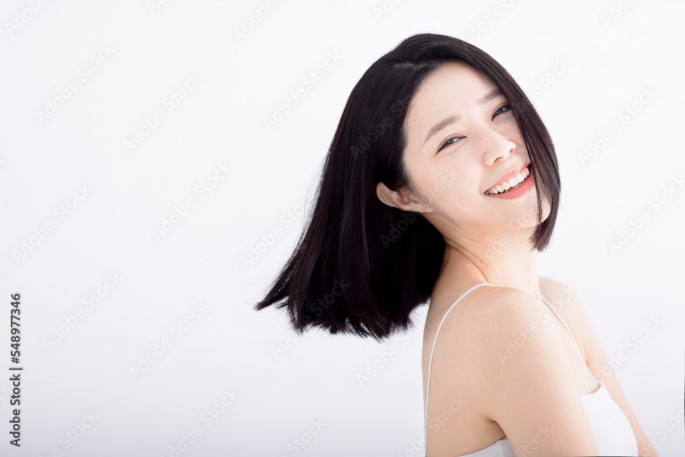 Closeup Happy Young beauty face with Clean Fresh Skin Closeup Happy Young beauty face with Clean Fresh Skin