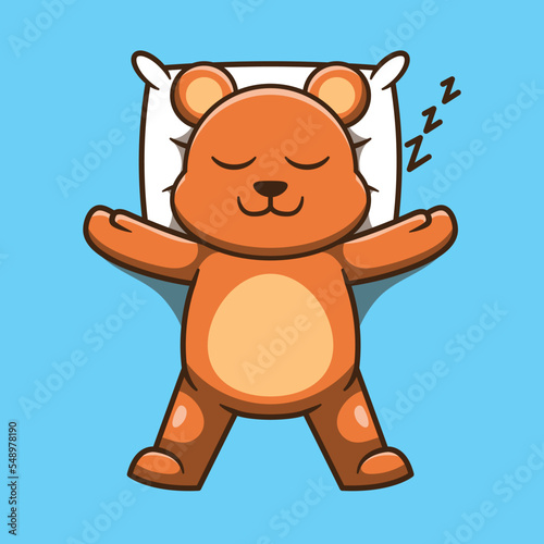 Cute bear character sleeping cartoon vector illustration