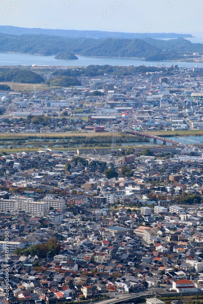 Obraz premium 本丸跡からの眺望・西・西南方面・鳥取城跡(鳥取県・鳥取市)