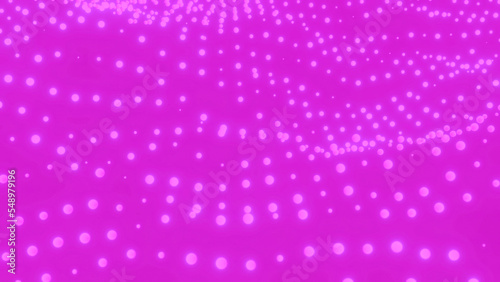 Luminous dots move in wavy streams. Design. Animated background of moving rows of glowing dots. Beautiful glowing dots move in waves on colored background