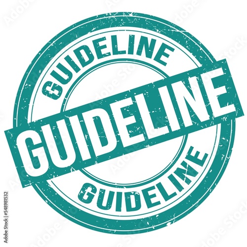 GUIDELINE text written on blue round stamp sign