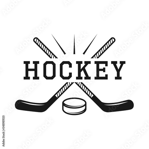 Set of vintage retro winter sport hockey emblem, logo, badge, label. mark, poster or print. Monochrome Graphic Art. Engraving style.