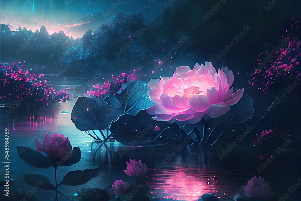 beautiful fantasy flowers as wallpaper header landscape background