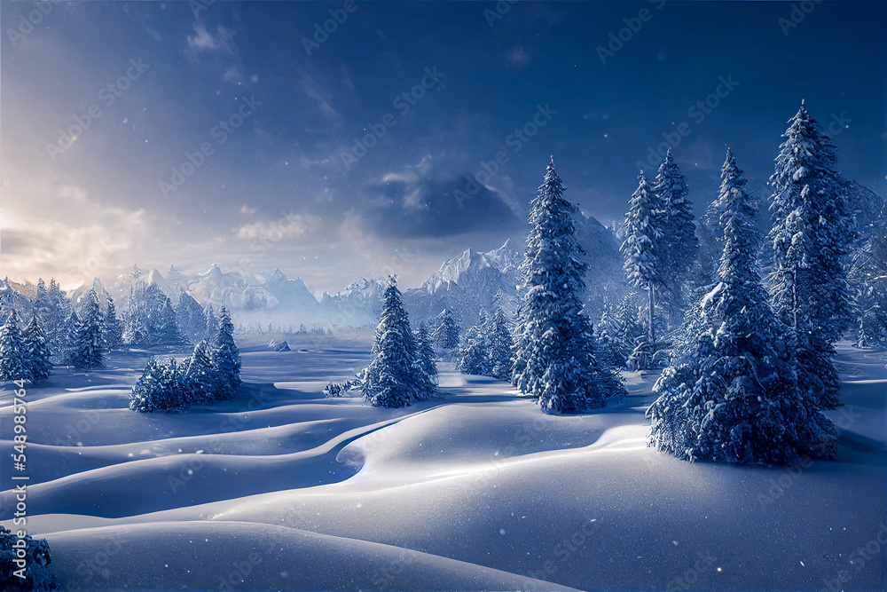 winter landscape in the mountains generative ai illustration winter landscape in the mountains generative ai illustration