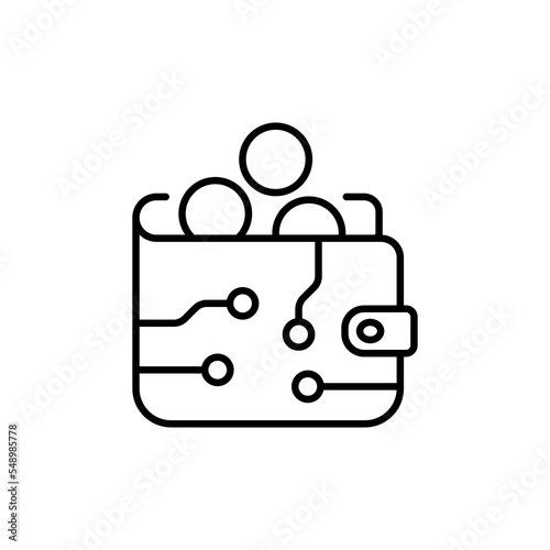 Electronic wallet line icon. cash, electronic money, currency, business, investments, online banking, cryptocurrency. Investment concept. Vector black line icon on a white background