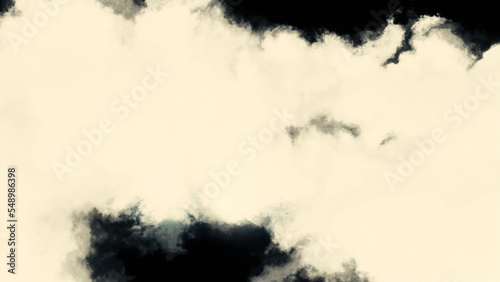 Animation of clouds on black background. Motion. Movement through white clouds in black space. Flying through clouds or thick white smoke