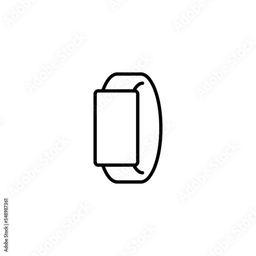Smart watch line icon. Sensors, motion, sports, time, notifications, calories, distance. step counter, bluetooth, heart rate. Technology concept. Vector black line icon on a white background
