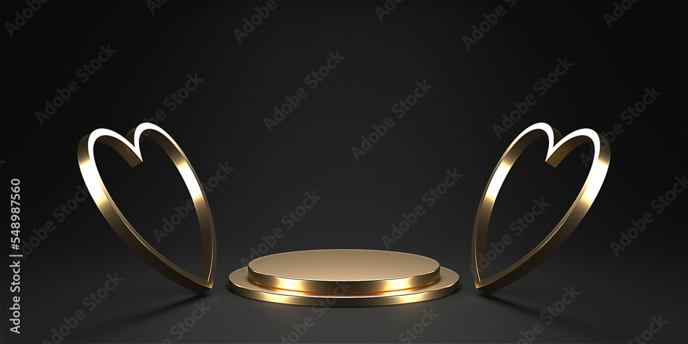 Minimal heart shapes background mock up podium Minimal heart shapes background mock up podium