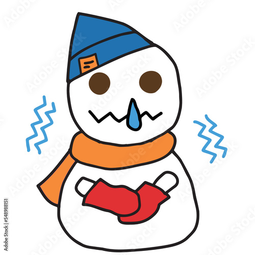 寒がる雪だるま