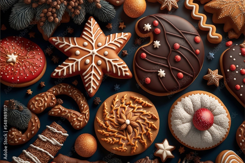 Christmas Cookies on Dark Background Christmas Cookies on Dark Background
