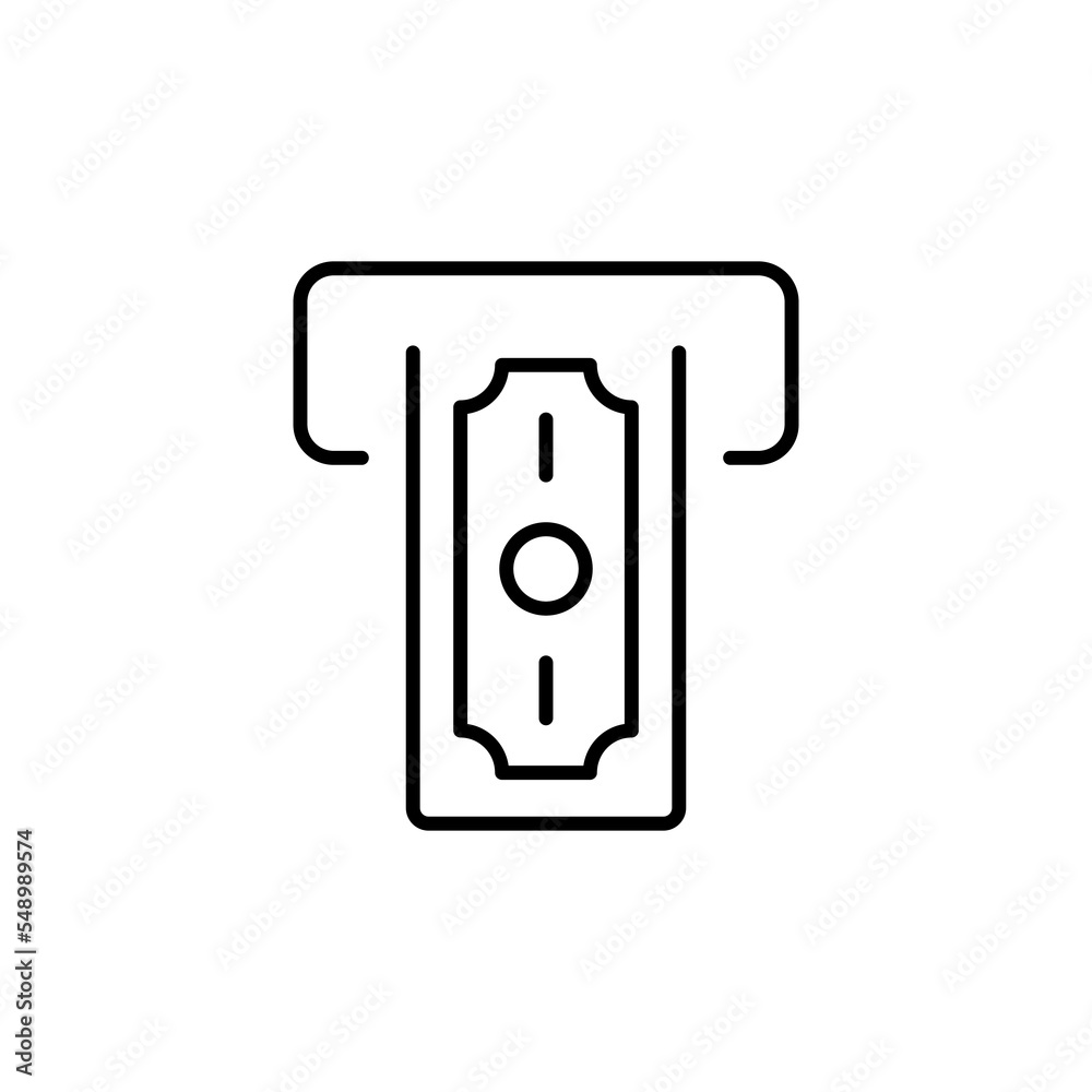 Money line icon. Money, sale, profit, income, work, ATM, terminal, internet, shop, exchange, online. business concept. Vector black line icon on white background