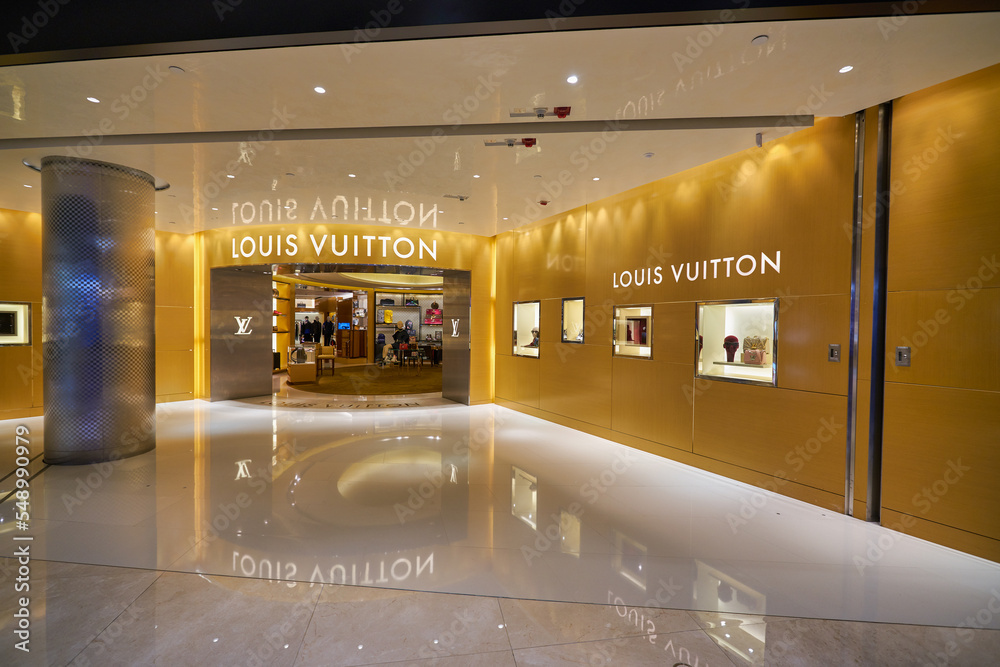 HONG KONG CIRCA DECEMBER, 2019 entrance to Louis Vuitton store at
