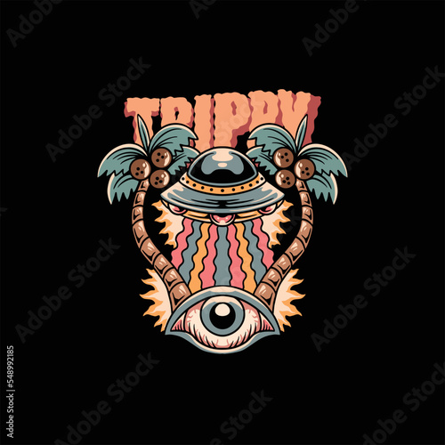 trippy psychedelic illustration vector design