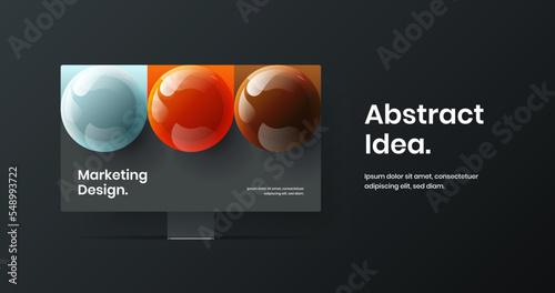 Isolated banner vector design concept. Vivid computer monitor mockup presentation template. © kitka