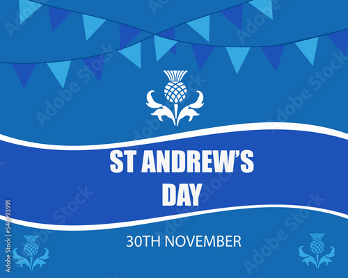 St. Andrew's day - National holiday in Scotland. Template for invitation, poster, flyer, banner, flag of Scotland. Vector illustration photo