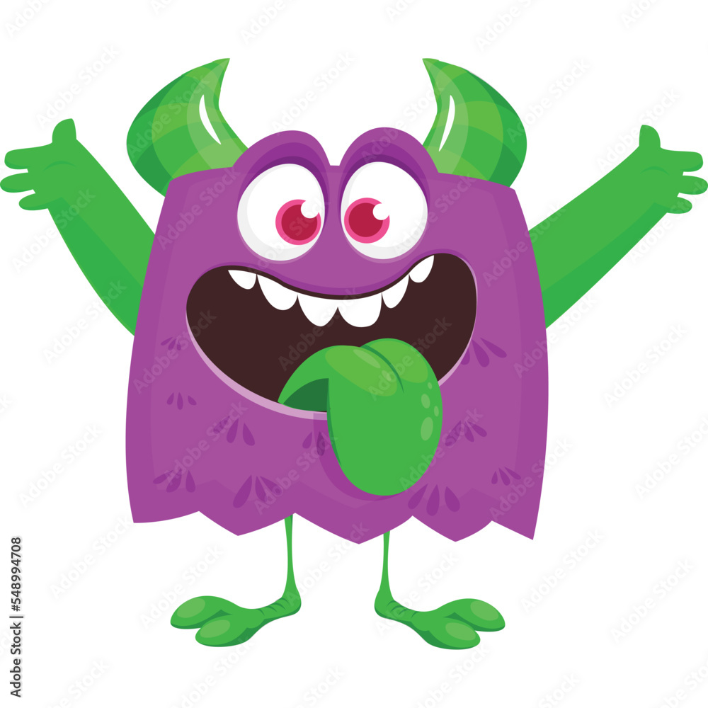 Fototapeta premium Funny cartoon monster character. Halloween design. Vector illustration of alien character