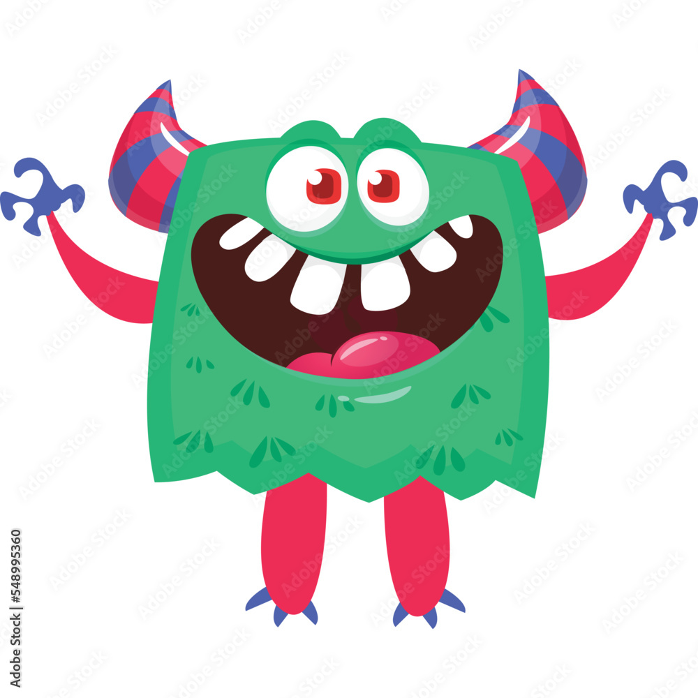 Fototapeta premium Funny cartoon monster character. Halloween design. Vector illustration of alien character