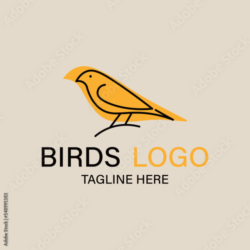 Birds line art logo, icon with emblem and symbol, vector illustration design