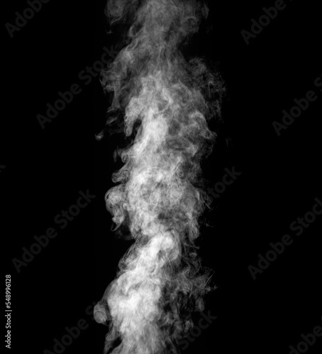 White steam on an isolated black background. © Denis Rozhnovsky