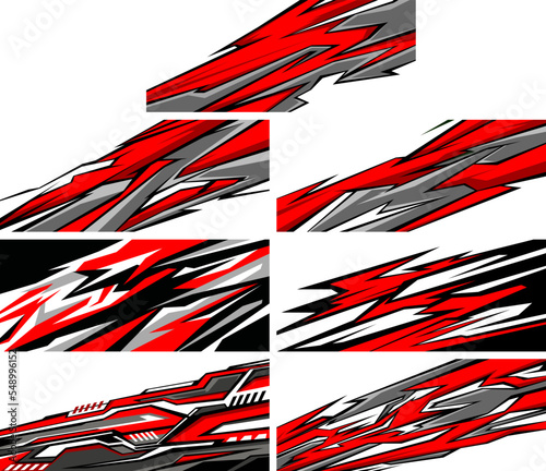 Side body graphic sticker set. Abstract racing design concept. Car decal wrap design for motorcycle, boat, truck, car, boat and more. Vector eps 10.