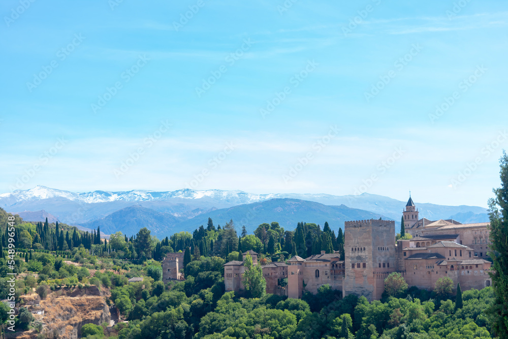 View of the Alhambra in Granada in Andalusia, Spain. Europe. October 1, 2022
