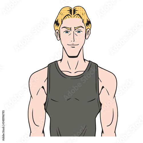 アメコミタッチのフィットネスをする白人