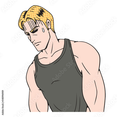 アメコミタッチのフィットネスをする白人