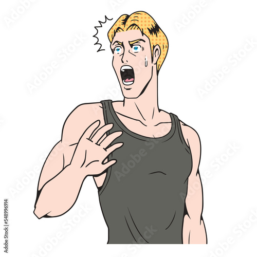 アメコミタッチのフィットネスをする白人