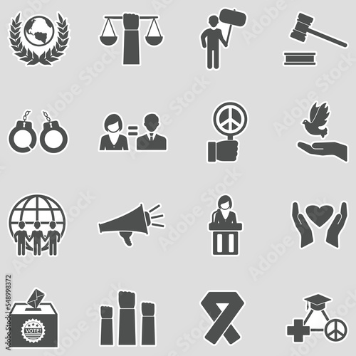 Civil Rights Icons. Sticker Design. Vector Illustration.