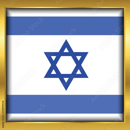 Israel Flag,Israel flag golden square button,Vector illustration eps10. 