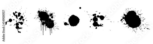 A set of abstract spots, splashes, blots, ink smudges. Vector graphics.