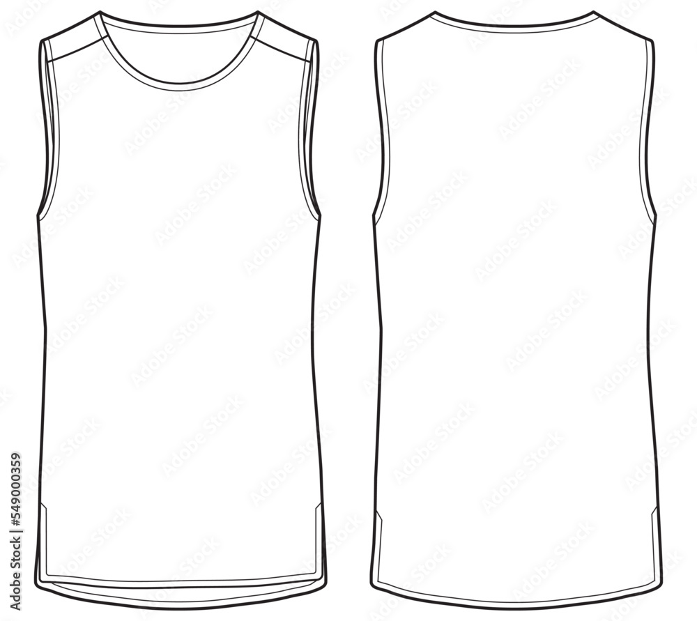Vetor de tank top flat sketch vector illustration mens sports wear crew