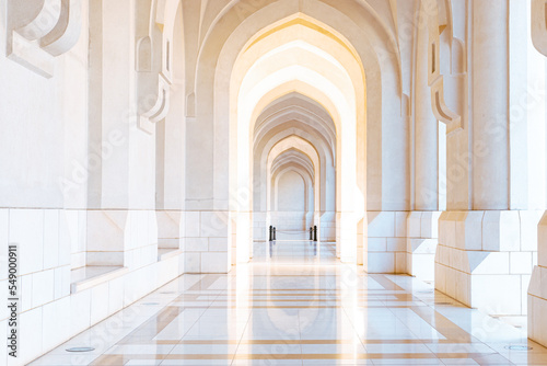 Marble Corridors near Al Alam Sultan Palace in Muscat  Oman. Arabian Peninsula. 