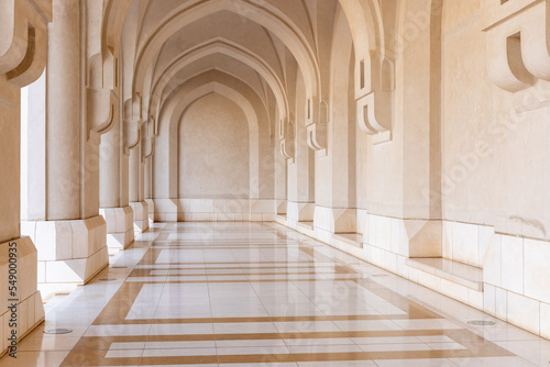Marble Corridors near Al Alam Sultan Palace in Muscat, Oman. Arabian Peninsula.  © Curioso.Photography