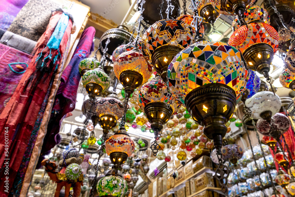 Souvenirs exhibited in market shops of the old town Nizwa. Oman. Arabian Peninsula. 