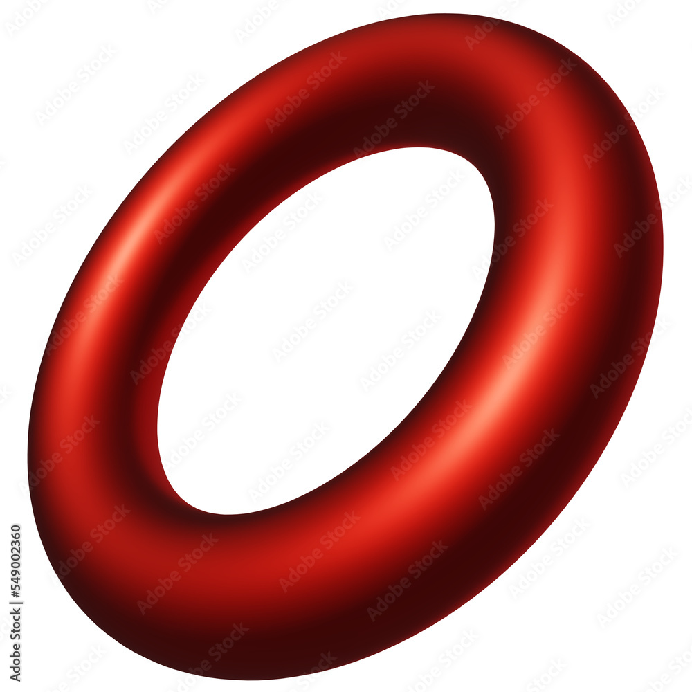 3D Red Metallic Torus Ring Shape 3D Red Metallic Torus Ring Shape
