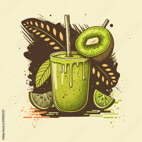 kiwi juice smoothies Drink Design Template banner, poster, icons, logo
