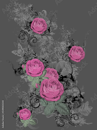 Abstract print design on plain base.