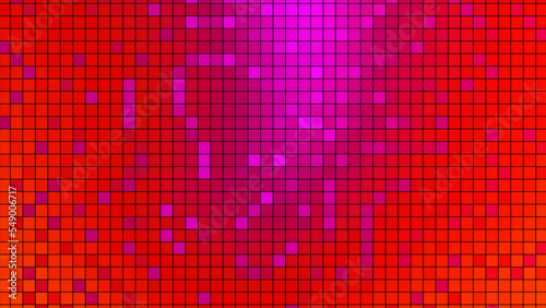 Red and green. Motion.Small multi-colored squares in animation that shimmer with brilliant colors in turn.
