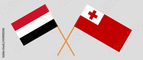 Crossed flags of Yemen and Tonga. Official colors. Correct proportion Free Download Crossed flags of Yemen and Tonga. Official colors. Correct proportion - GFXLoad