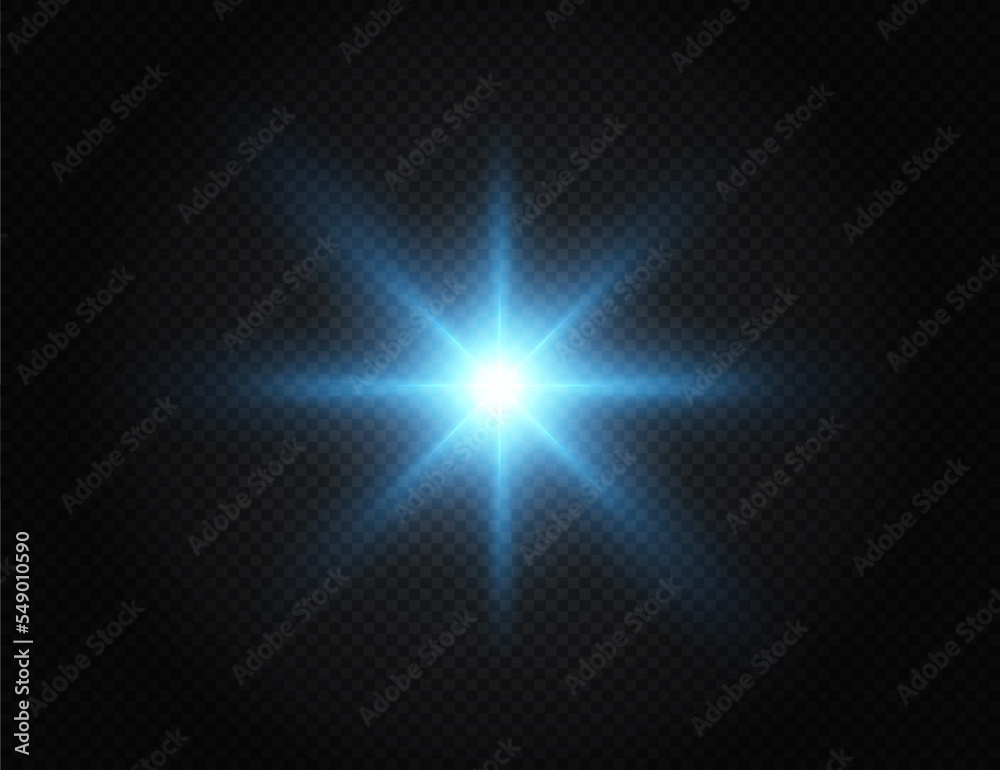 Light star blue png. Light sun blue png. Light flash blue png. vector illustrator.	