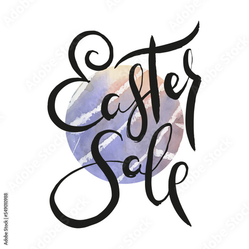 Easter Sale. Ink lettering art. Hand drawn lettering phrase. Modern brush calligraphy card. Illustration isolated on white background