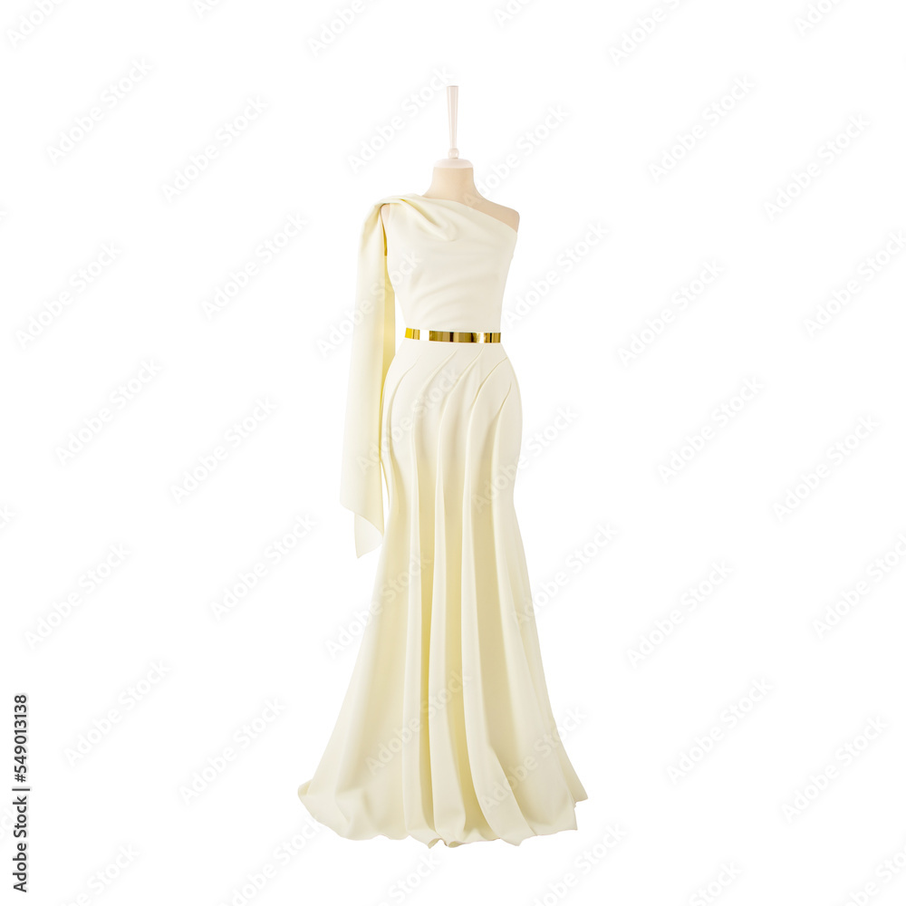 the evening dress is isolated on a white background