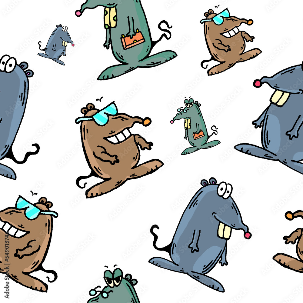 Cartoon Gutter Rats Cartoon Rats Pattern Clipart Stock Illustration | Adobe Stock