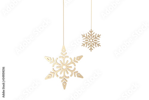 3D Golden snowflake illustration for Christmas celebration and winter vacation